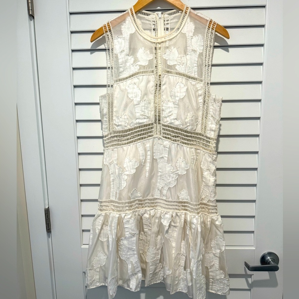 ALEXIS Sheer Embroidered White Dress